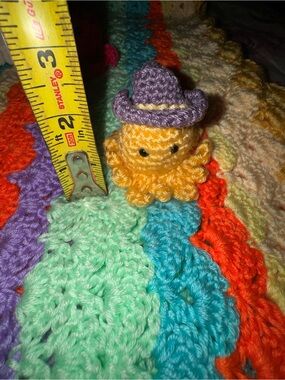 Hand Crafted Yellow Octopus Plush with Purple Hat